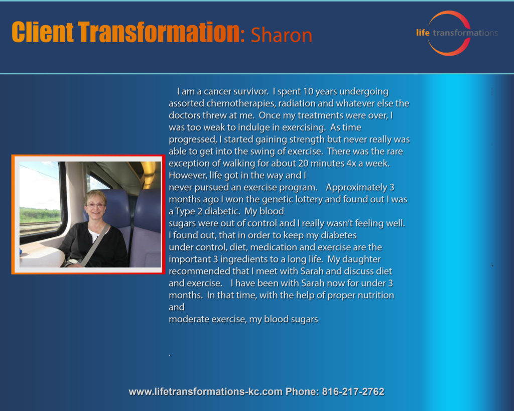 Life Transformations lees summit Personal training lee's summit client sharon