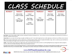 Life Transformations Fitness Class Schedule