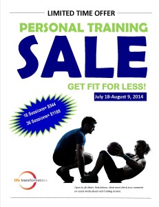 Life Transformations Fitness Personal Training Sale July 2014